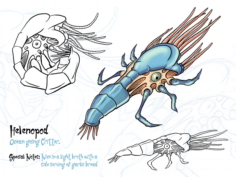 Helenopod - Ocean-going Critter. Special Notes: Nice in a light broth with a side serving of garlic bread.